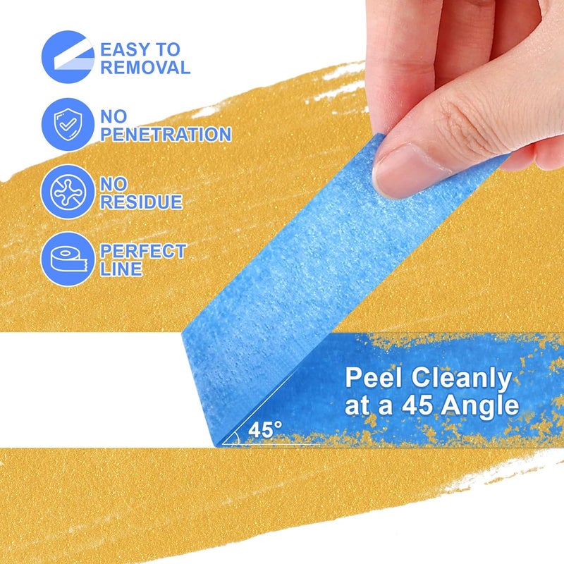 NEOACT 16 Rolls Painters Tape 2 Inch Wide,Multi-Surface No Residue Blue Masking Tape for Walls Painting,Packing,Labeling,DIY Crafts,2 Inch x 55 Yards(880 Yards Total) - Image 4